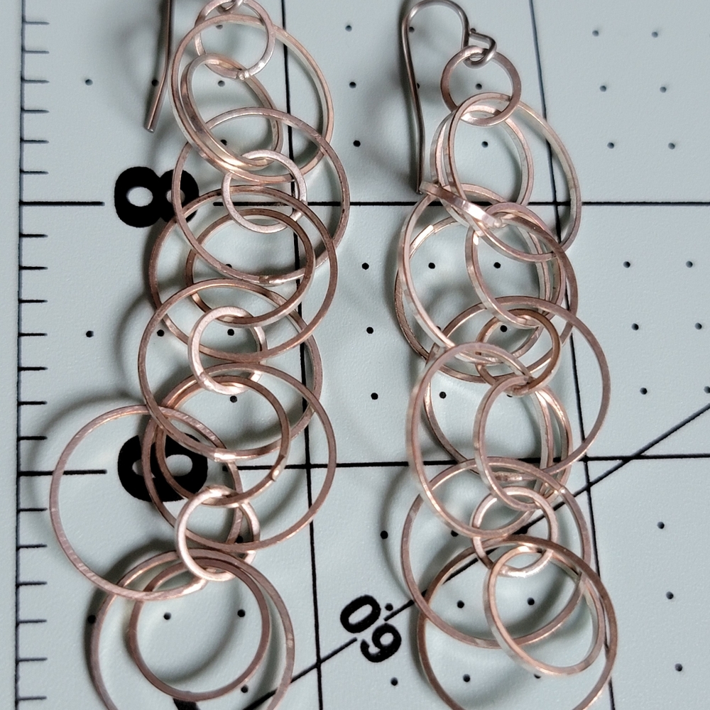 Silvertone Multi Circle Dangle Earrings - Picture 1 of 3